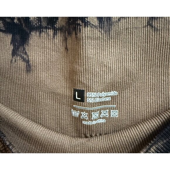 Brown Black Tie-Dye Leggings Size Large - Picture 3 of 4